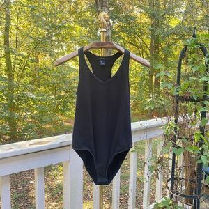 Forever 21 Black V-Neck Racerback Tank Top Bodysuit